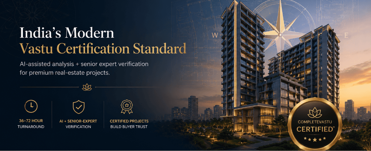 India's Modern Vastu Certification Standard — AI-assisted analysis plus senior-expert verification for builders and real-estate developers.